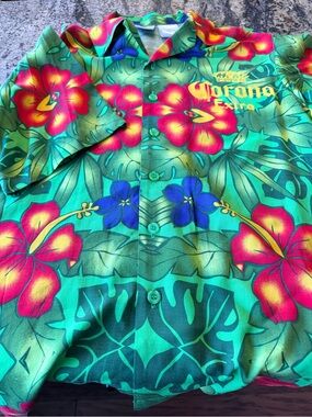 Corona Green Tropical Floral Button-Down Shirt